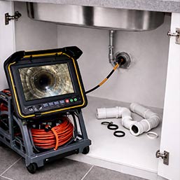 videocamera d'ispezione di Doctor House dentro uno scarico otturato della cucina 